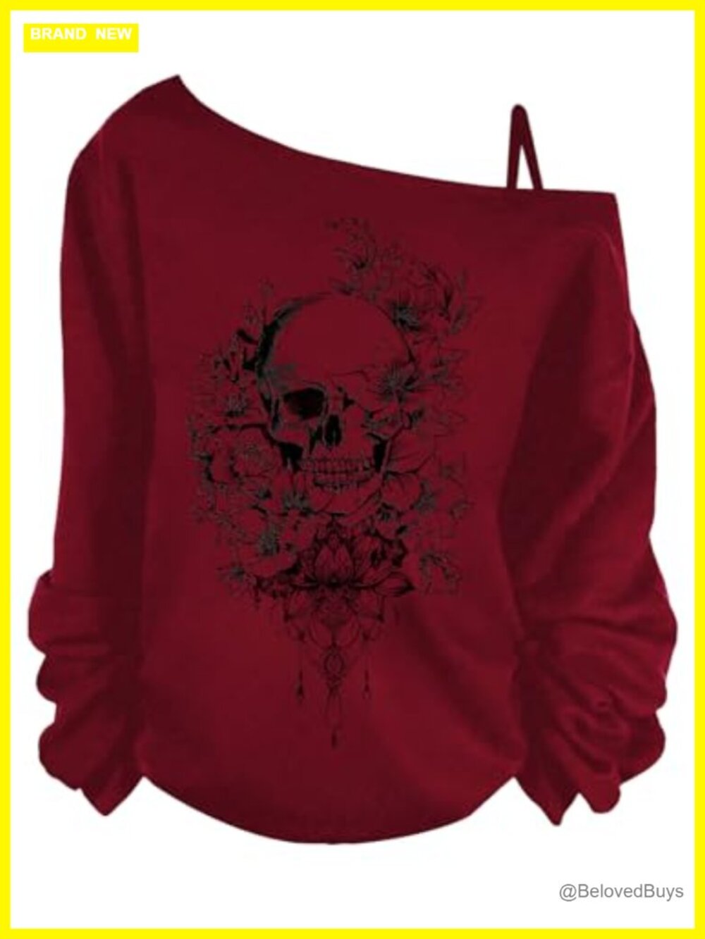 Plus Size Off Shoulder Long Sleeve Graphic Grunge Top